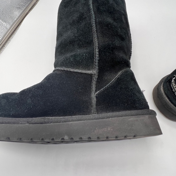 Koolaburra by UGG Black Leather Suede Calf Boots Y2K Faux Fur Lined Women Size 7 - Picture 10 of 14